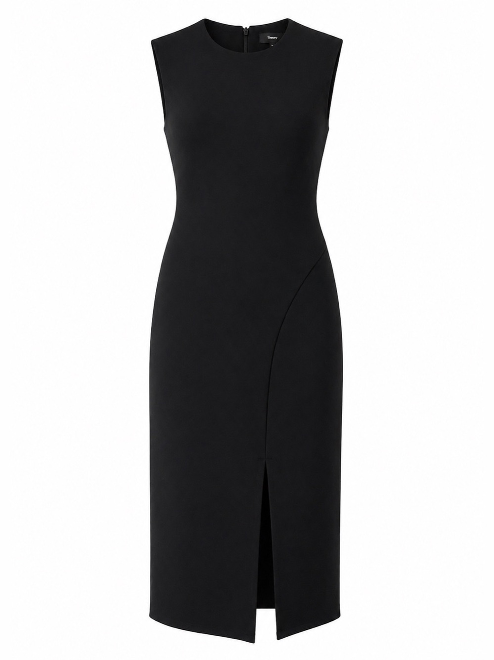NWT Theory Black Luxe Ponte Slit Seam Midi Dress S Minimalist Career Chic